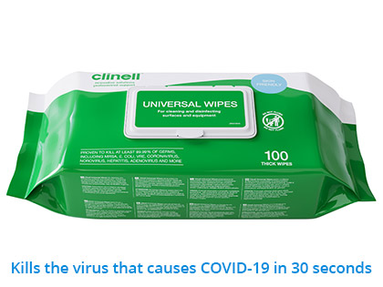 Clinell Universal Soft Thick Disinfectant Wipes Pack of 100 | Skin Friendly