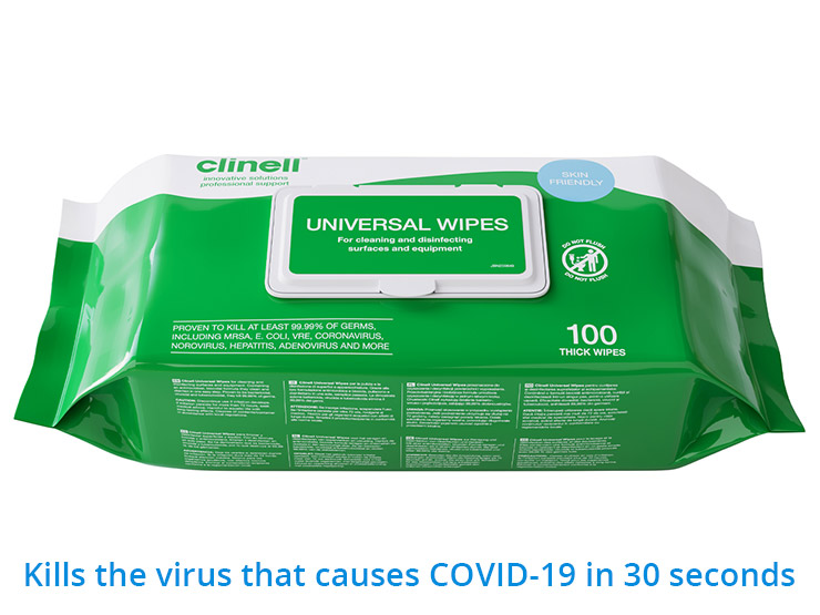 Clinell Universal Soft Thick Disinfectant Wipes Pack of 100 | Skin Friendly